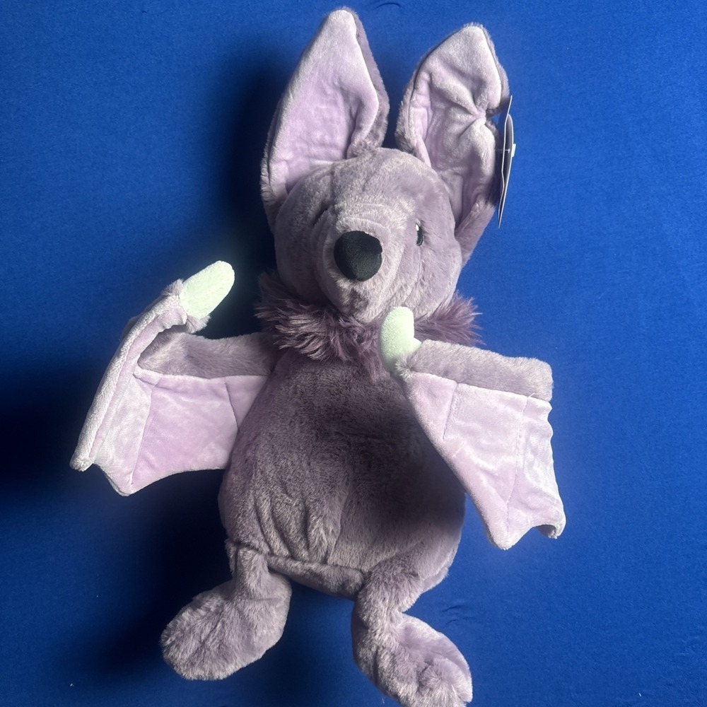 Gigglescape Halloween Purple Plush Bat 18in Posable Wings Stuffed Animal NEW - Picture 9 of 12